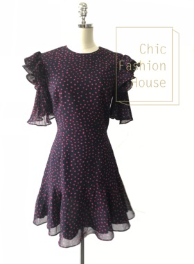 国现-澳洲设计师Keepsake春夏新款波点荷叶边修身连衣裙乖巧满分