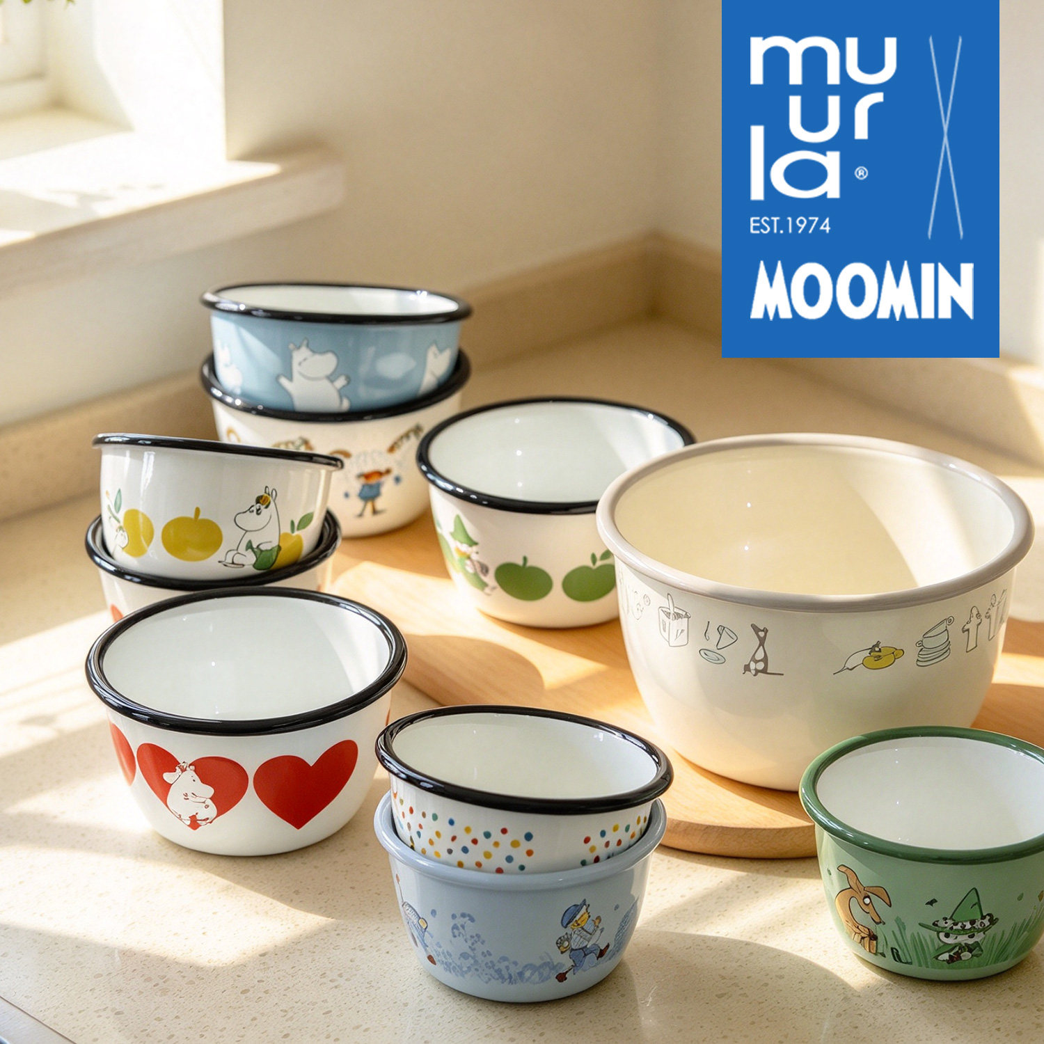 芬兰muurla搪瓷碗MOOMIN姆明餐具蒸蛋燕麦碗个人专用家用儿童饭碗