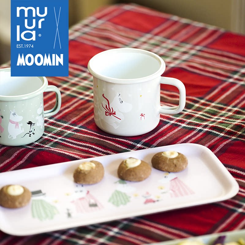 芬兰muurla礼物节日精神系列搪瓷杯木制托盘LED蜡烛