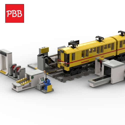 MOC积木人行闸口摆件车站地铁站