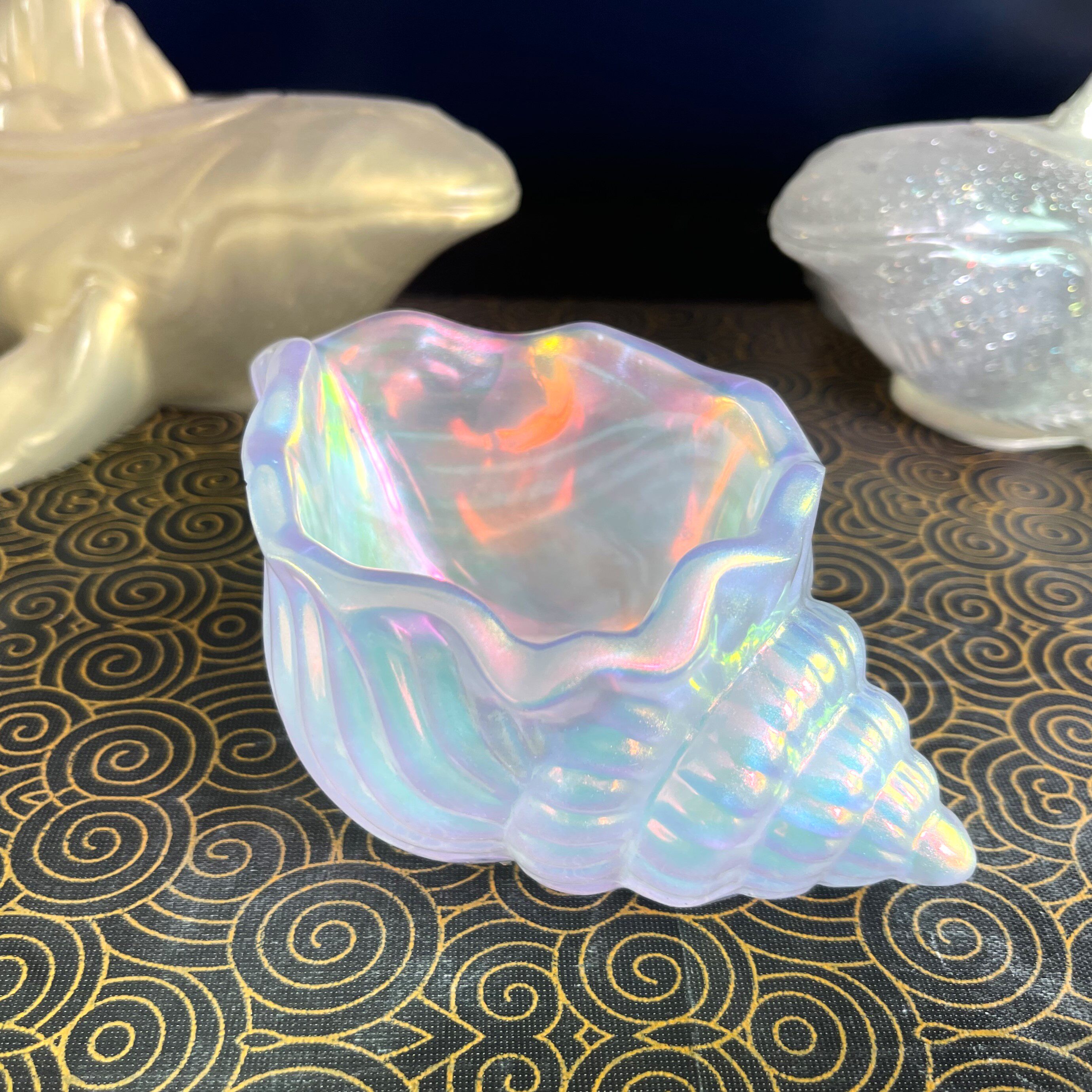 炫彩海螺摆件梦幻偏光感树脂玩具家居装饰品造景创意桌面情人礼物