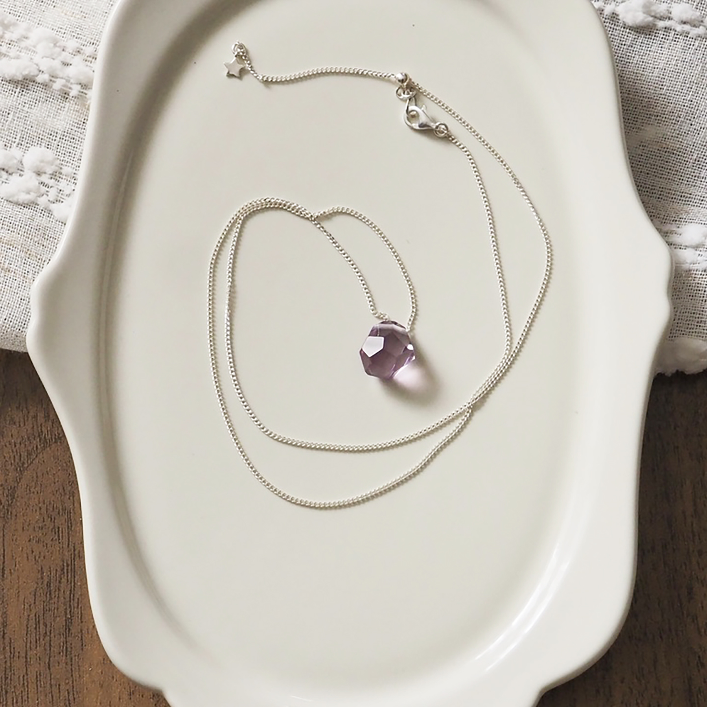 2月生辰石小众设计感紫水晶项链