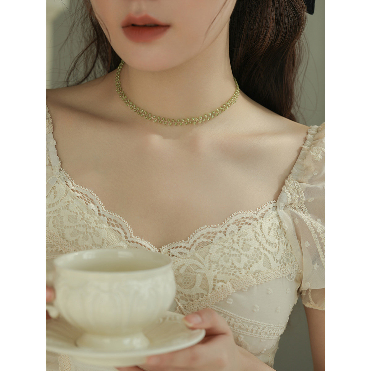 女14K包金橄榄石森系手链生辰石