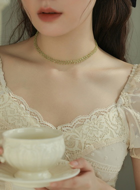 LEMON STUDI 原创森系清新小众轻奢橄榄石八月生辰石颈链锁骨链