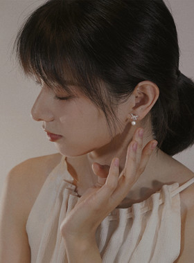 LEMON STUDIO 精致好搭温柔气质小众复古S925银蝴蝶结淡水珍珠耳