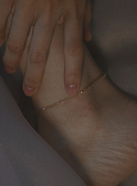 LEMON 小众定制进口14K包金轻奢blingbling低调美貌施家水晶脚链