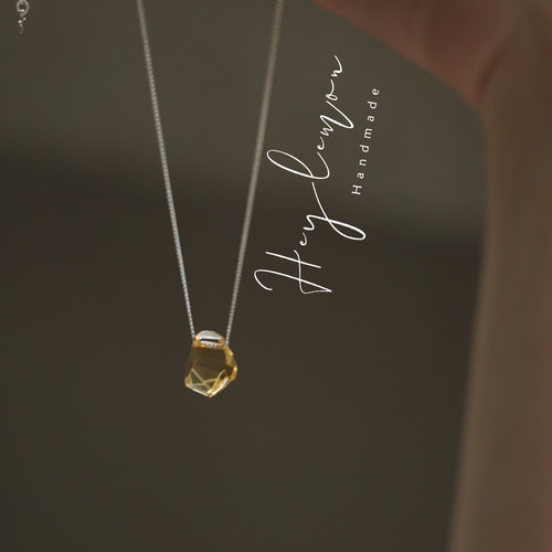 天然黄水晶吊坠随形切割项链