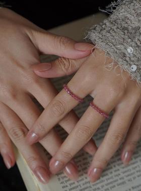 碧玺甜蜜粉色弹力戒指