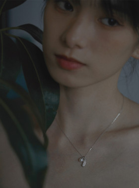 LEMON STUDIO 小众日系优雅 S925银羽毛淡水珍珠项链锁骨链不褪色