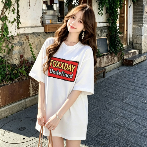 FOXXDAY【Undefined】复古T恤印花夏季纯棉宽松圆领休闲短袖上衣