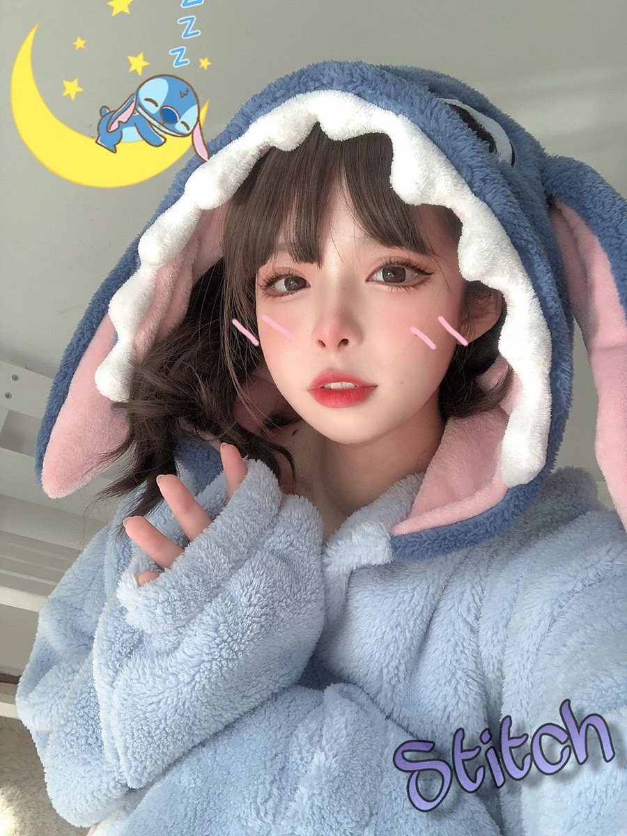 STITCH PAJAMAS WOMENS AUTUMN WINTER 2024 NEW CUTE PILE THICKENED NIGHTGOWNCORAL VELVET LOUNGEWEAR BATHROBE