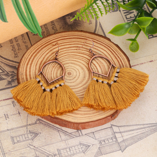 波西米亚风大圈夸张耳环复古民族风气质简约新中式流苏耳夹无耳洞