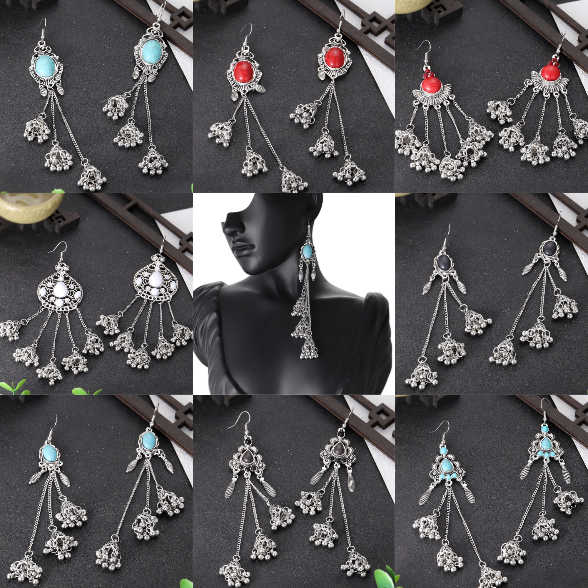 复古民族风流苏耳环女长款