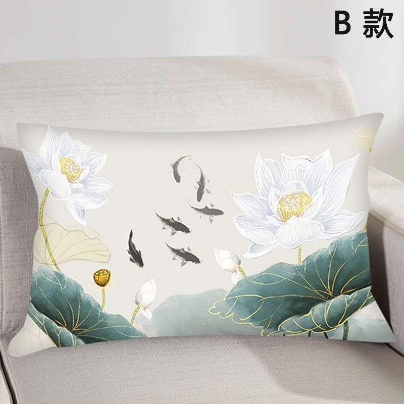 荷花鲤鱼抱枕十字绣自己绣枕套手工diy礼物家用沙发靠枕印花满绣