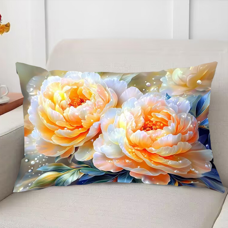 流光牡丹十字绣diy新款满绣抱枕套花开富贵鲜花线绣客厅手工刺绣