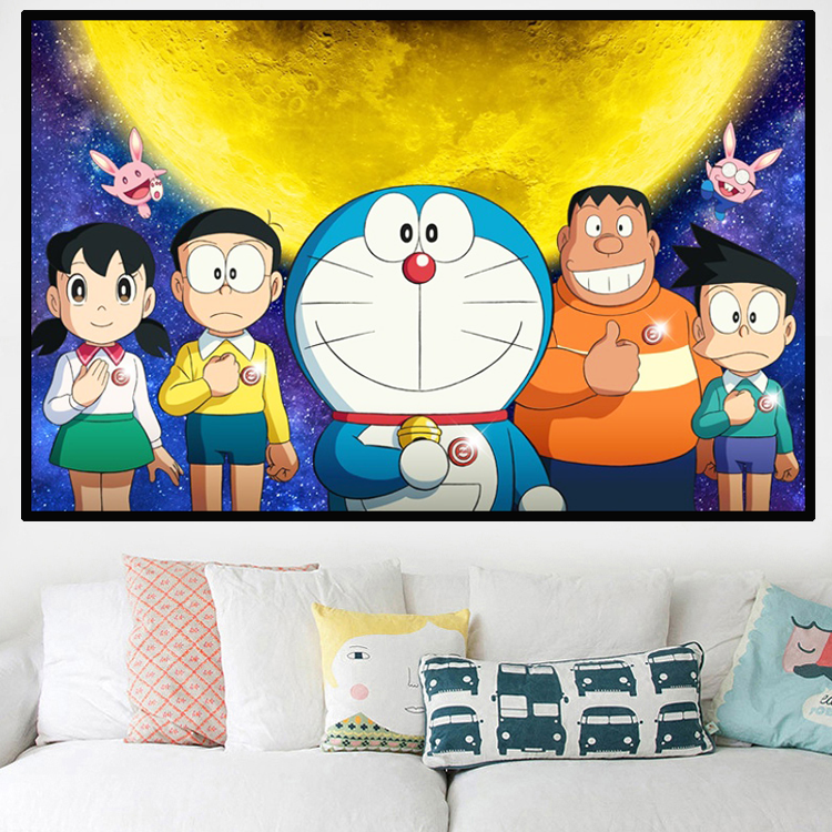 钻石画可爱卡通q版多啦a梦叮当猫大熊十字绣2022新款钻石绣黛相框