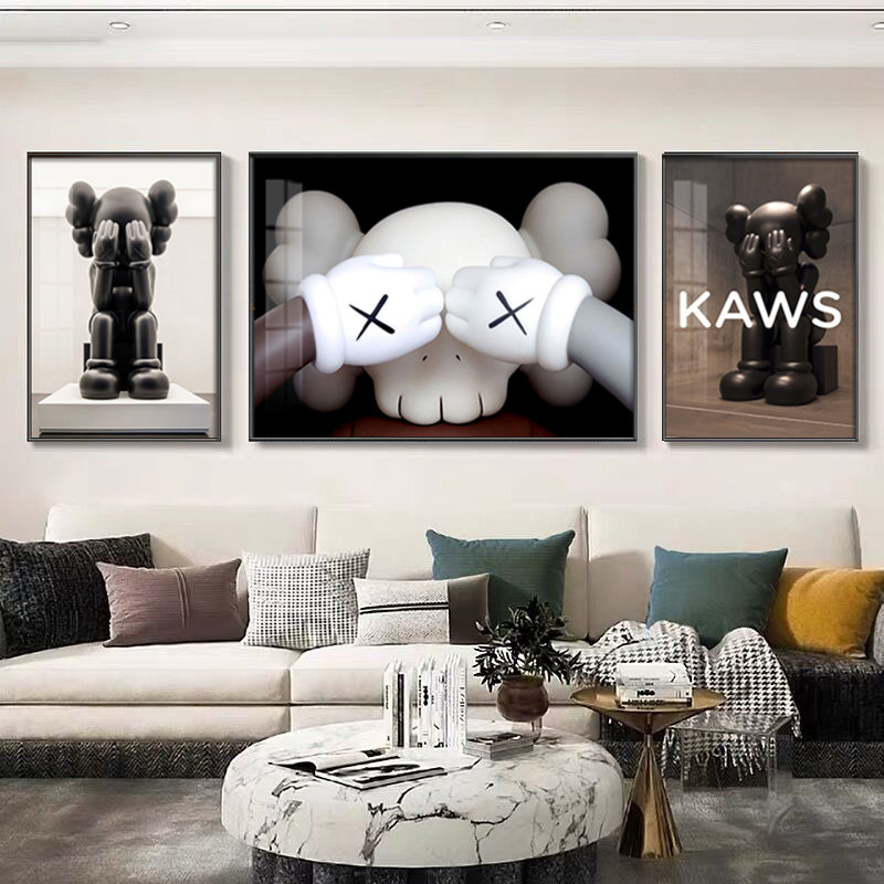 kaws客厅三联钻石画满钻5d现代轻奢暴力熊走廊过道贴钻十字绣高档