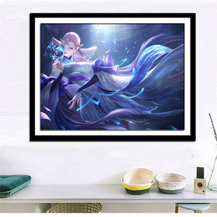 卡通动漫钻石画王者荣耀貂蝉猫影幻舞女孩满钻客厅卧室贴钻十字绣