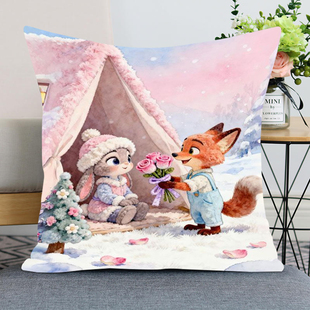 可爱狐狸兔子抱枕十字绣手工小件刺绣疯狂动物城卡通情侣结婚礼物