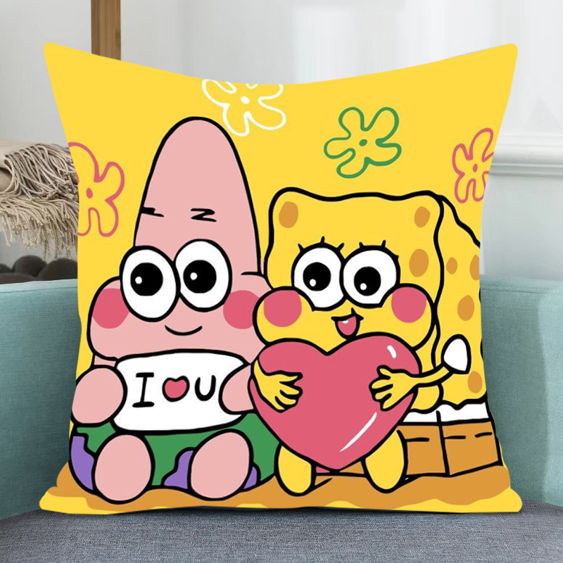 卡通海绵宝宝派大星可爱情侣抱枕十字绣手工线绣车用卧室简单满绣