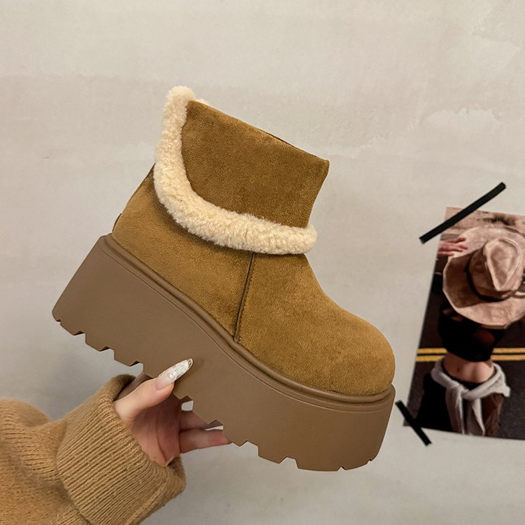 厚底增高雪地靴女2025冬季新款加绒保暖勃肯棉靴时尚洋气大头棉鞋