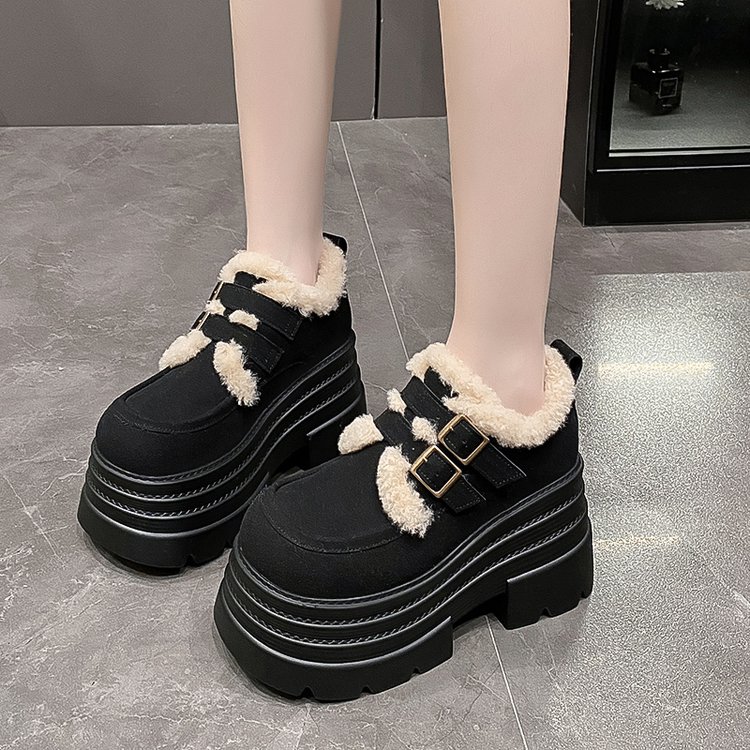 厚底增高马丁靴女加绒保暖棉鞋