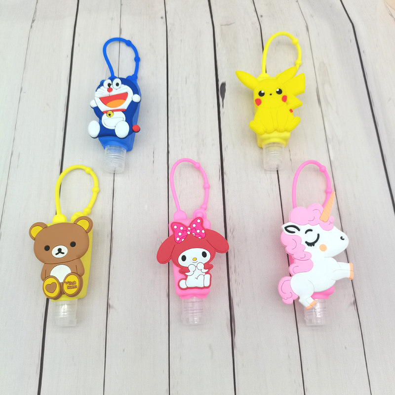 学生免洗洗手液旅行分装瓶便携挂包卡通30ml硅胶套护乳液瓶手霜