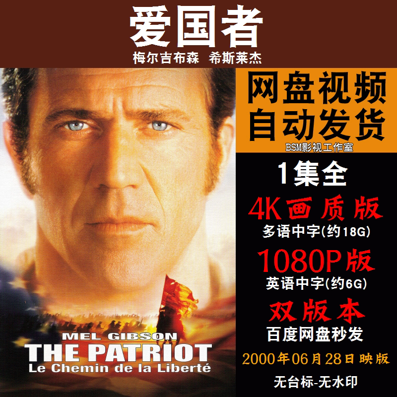 爱国者 欧美电影 4k宣传画1080p影片非装饰画