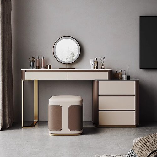 马鞍皮实木梳妆台厂家直销