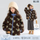 MUCMUKN 花朵提花仿羊羔绒外套满印棉服休闲女童冬新 雪屋森林