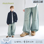 复古水洗百搭弯刀牛仔裤 软软牛仔棉 男女童春装 西岸日落