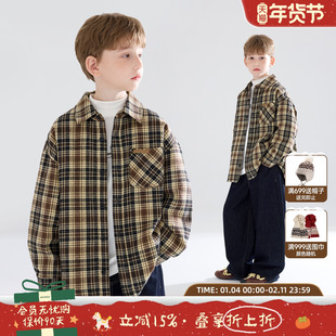 新款 MUCMUKN 磨毛上衣男童冬季 百搭夹棉格子衬衫 伯克利日记