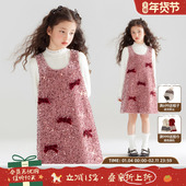 MUCMUKN 闪耀派对 珠片丝绒蝴蝶结裙子加棉连衣裙新年舞台礼服