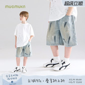 街头艺术家 中裤 百搭短裤 点点涂鸦软软凉感牛仔短裤 男童 王