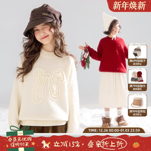 拜年服冬新 100%美丽诺羊毛蝴蝶结毛衣针织衫 MUCMUKN 新年序曲