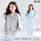 子女童新款 运动卫衣针织外套连帽喇叭裤 航海腊肠狗