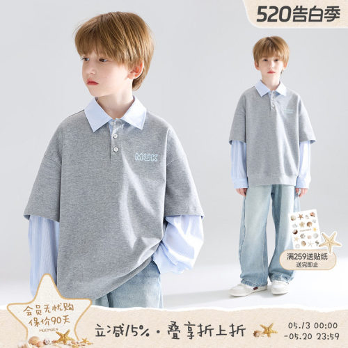 假两件双面棉童装卫衣