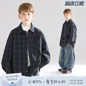 新款 MUCMUKN 休闲外套男童冬季 印花格子绗棉衬衫 格里斯小调