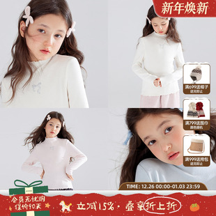 保暖长袖 三色百搭烫钻蝴蝶结半高领打底衫 内搭冬 保暖蓄热纤维