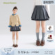 经典 MUCMUKN miu系甜心 百搭学院风灰色双层百褶腰裙女童26春新