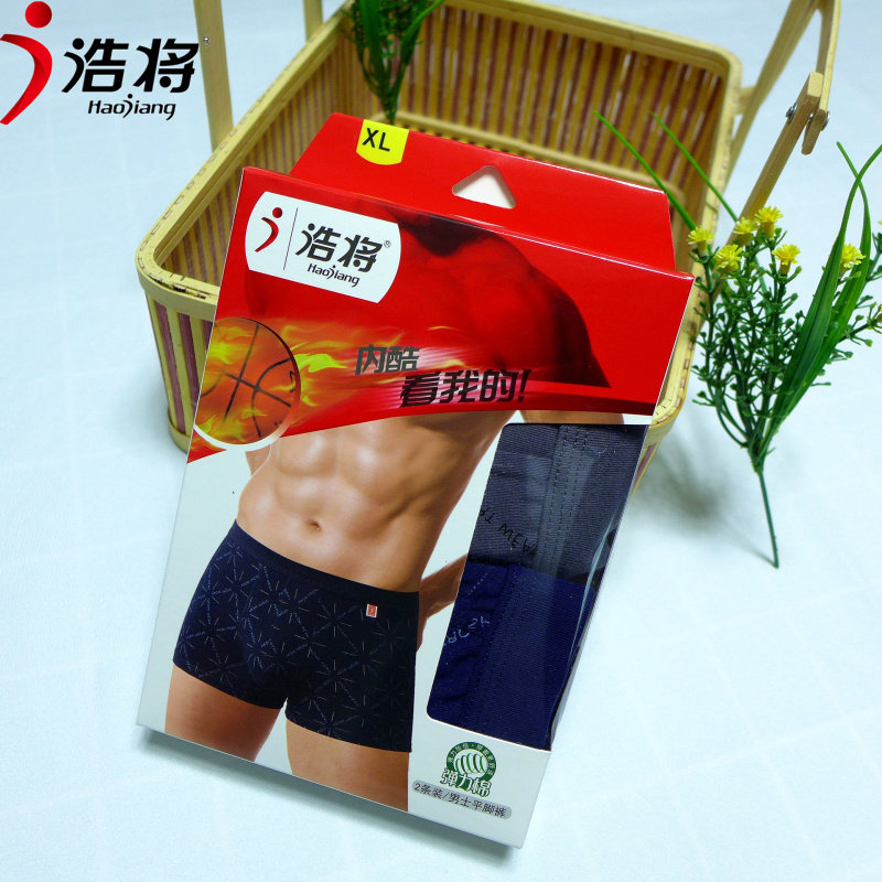 2条青年简约风全棉凹凸男士内裤