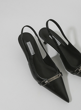 林向晚 韩系千金~尖头小猫跟高跟鞋设计感小众气质通勤包头凉鞋女