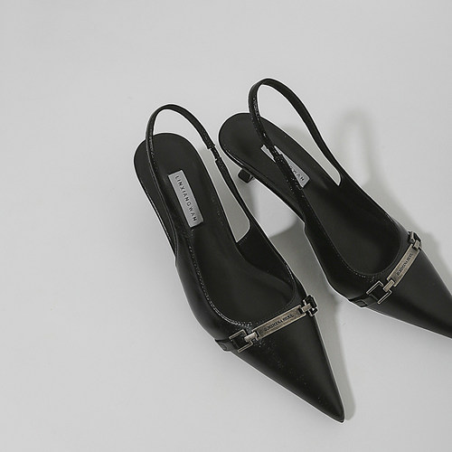 韩系松弛ins风小猫跟包头高跟鞋