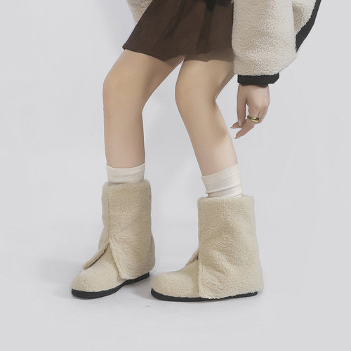 白色雪地靴2025秋冬新款毛毛棉鞋