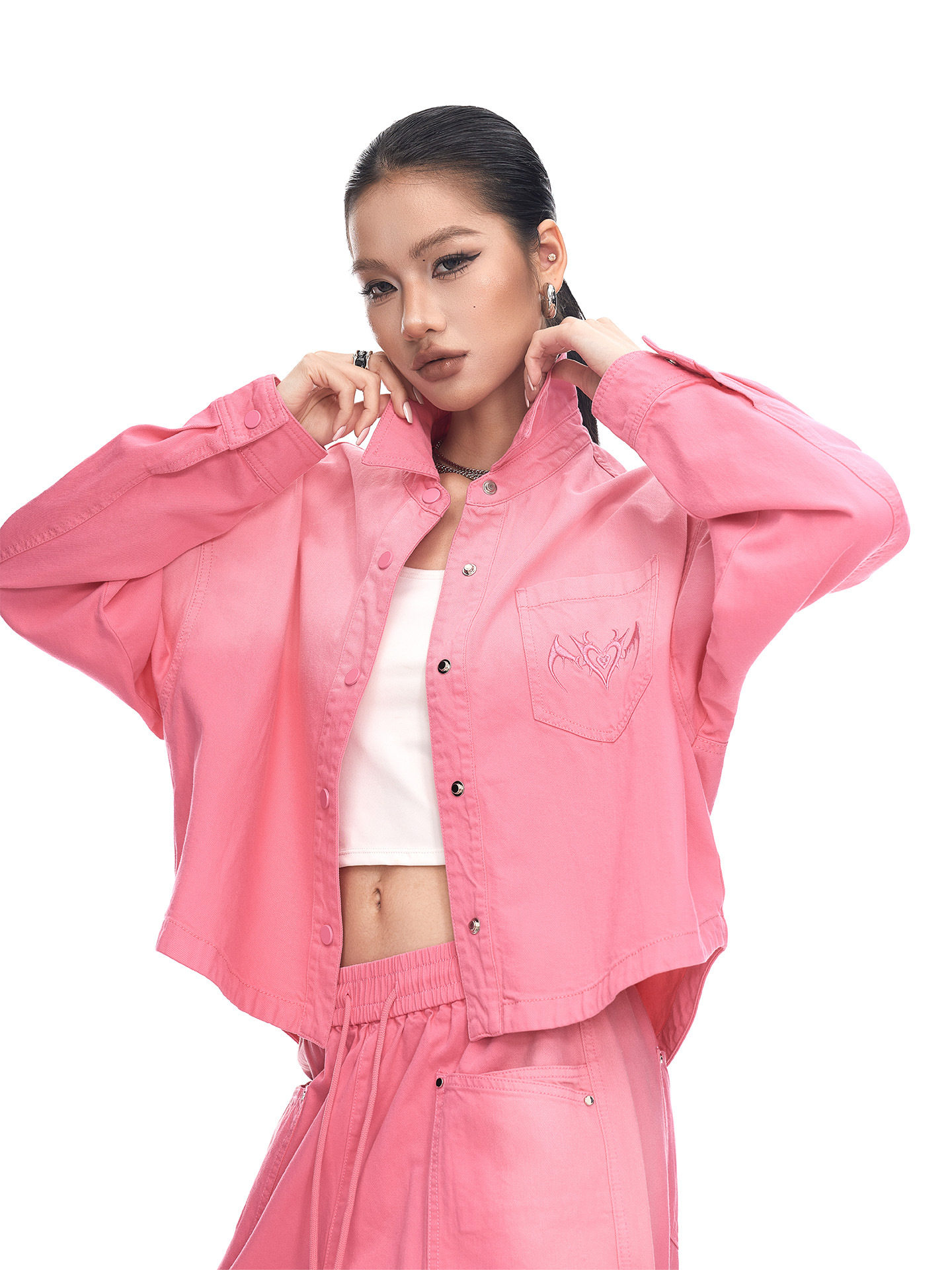 拓谷炸街多巴胺渐变粉色牛仔外套女2026春装个性设计感衬衫上衣潮,女装/女士精品,衬衫,淘宝优惠券,粉丝福利购,淘宝优惠卷