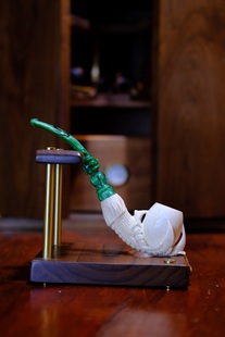 土耳其Reis海泡石原石烟斗 中号斗加长杆龙爪蛋雕刻斗