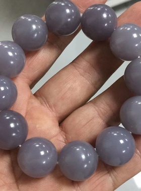 真品天然和田玉冰烟紫圆珠手串青海料烟紫手串手链男女款