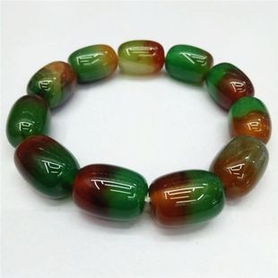 南京天然雨花石孔雀绿玛瑙桶珠手链原石玛瑙手串转运男女礼品包邮