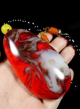 原石玉手把件男士鸡血玉手把件和田玉色把玩件红玉把件琉璃工艺品