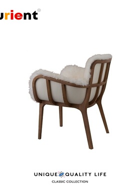 Furient创意设计师家具 kago fur easy chair日本轿子软毛休闲椅